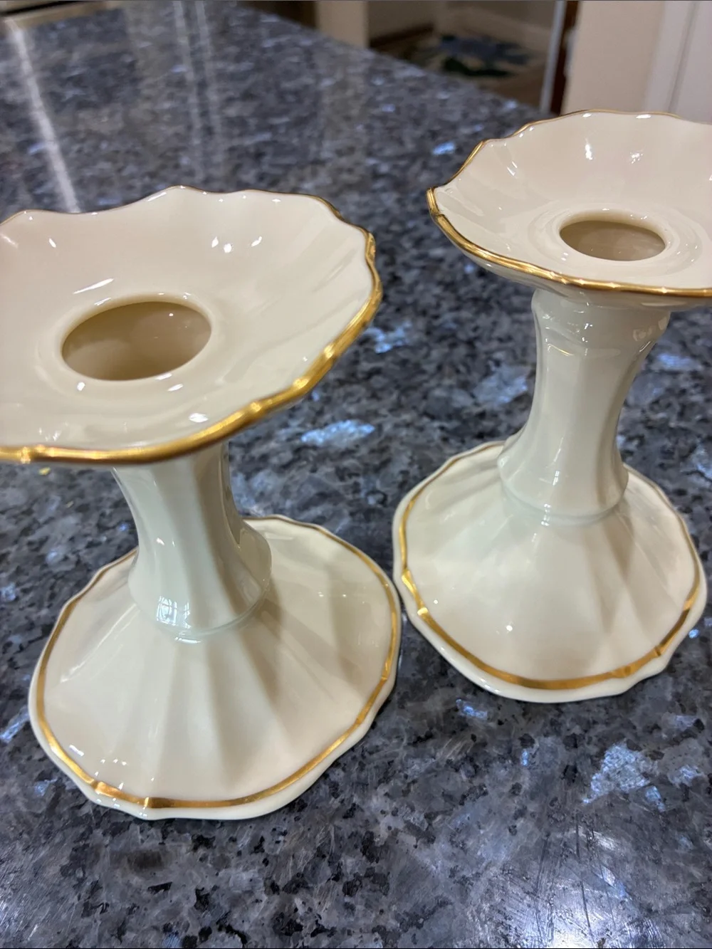 Lenox Symphony  Candle Holders with Gold Trim - Pair